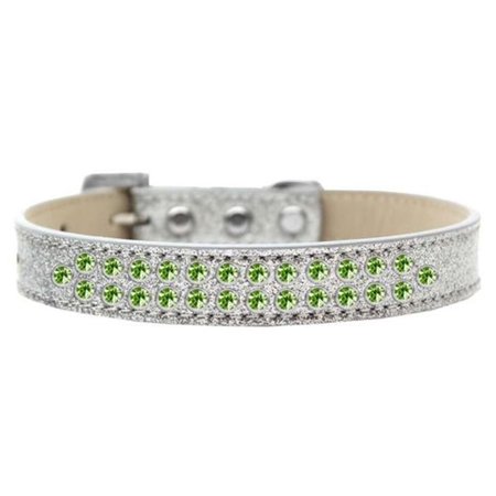 UNCONDITIONAL LOVE Two Row Lime Green Crystal Dog CollarSilver Ice Cream Size 14 UN756563